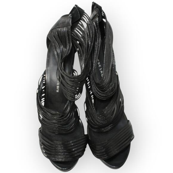 Size 10 CHINESE LAUNDRY Heels FAIR Black Strappy Ankle BackZip - Picture 5 of 10